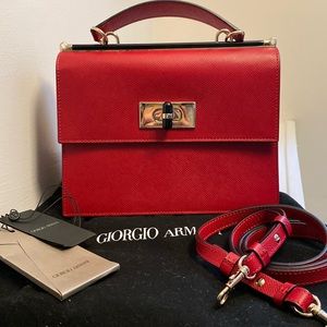 Authentic Giorgio Armani saffiano satchel handbag